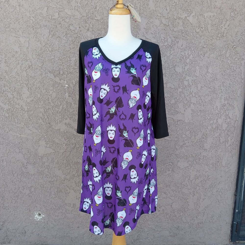 Disney Villans Women's 3/4 Sleeve Dorm Nightgown Pajamas - Picture 4 of 9